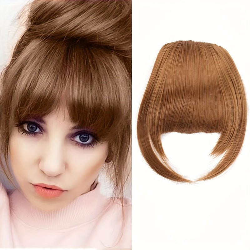 Clip-In Synthetic Hair Bangs Extension - Natural Straight Fringe for Women, Heat Resistant Hairpiece for Cosplay & Everyday Style, Easy to Use Hair Accessory, Hair Accessories