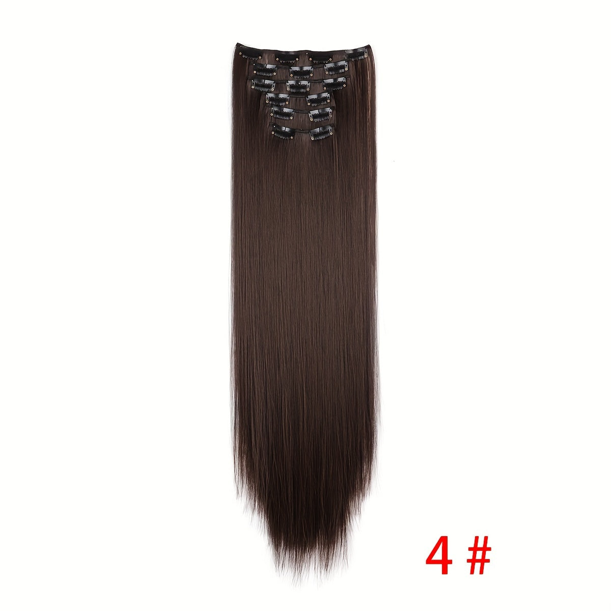 Synthetic 16 Clip Non-trace Hair Extensions Synthetic 24inch Long Straight Heat Resistant Fiber Hairpieces