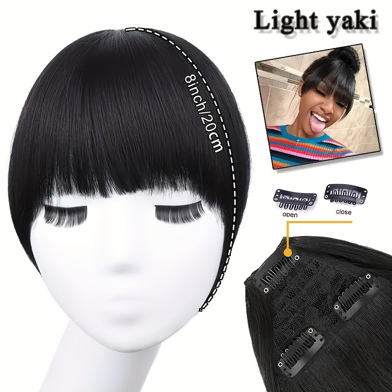 Charmful Presentation Elegant Bangs Wig: Face Shape Modification Synthetic Hair Piece with Bangs - Thick and Fluffy Volume, High Temperature Fiber, Light Weight 25g, 20.32 cm Clip-in Suitable for All Women