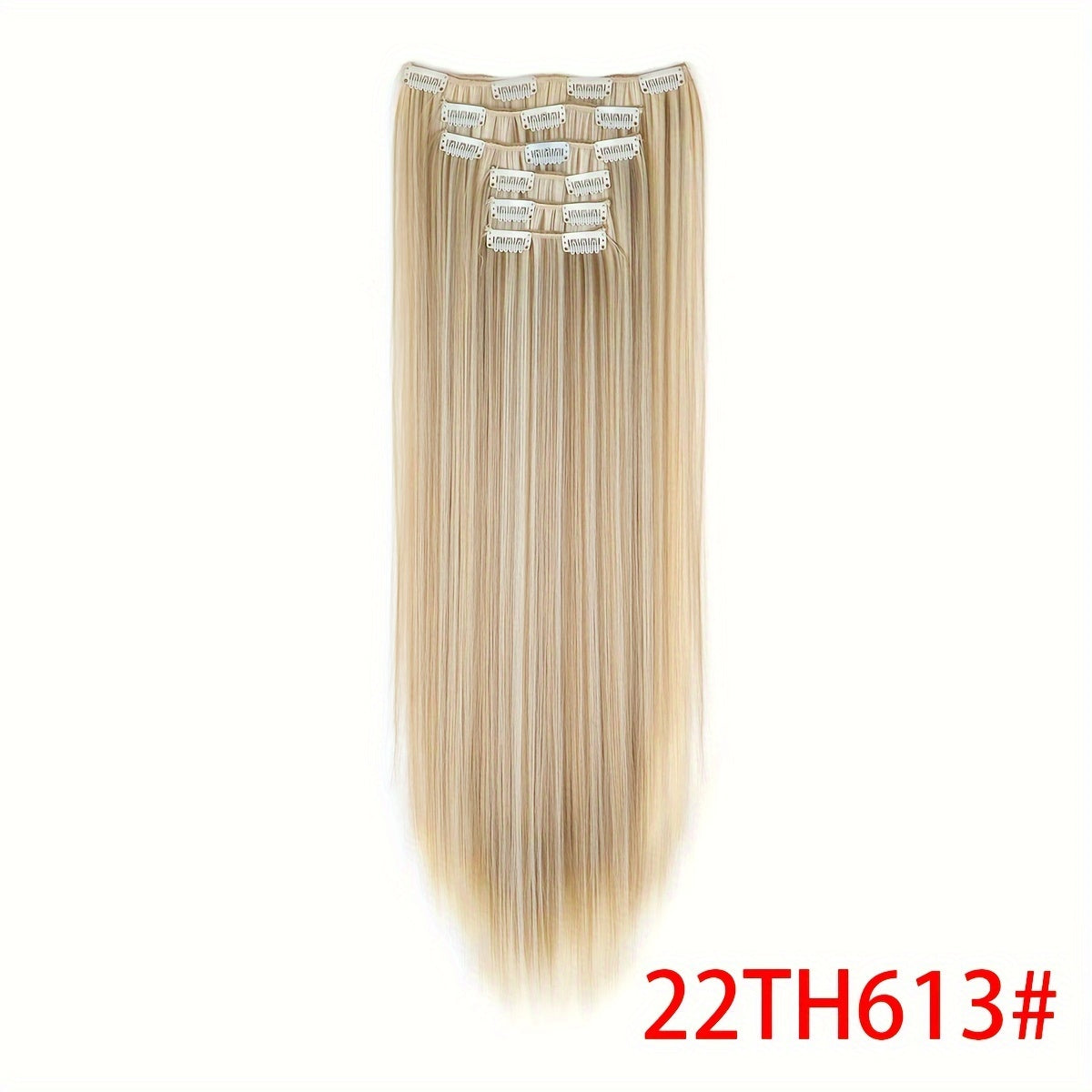 Synthetic 16 Clip Non-trace Hair Extensions Synthetic 24inch Long Straight Heat Resistant Fiber Hairpieces