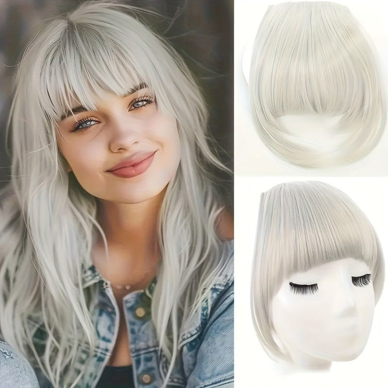Clip-In Synthetic Hair Bangs Extension - Natural Straight Fringe for Women, Heat Resistant Hairpiece for Cosplay & Everyday Style, Easy to Use Hair Accessory, Hair Accessories