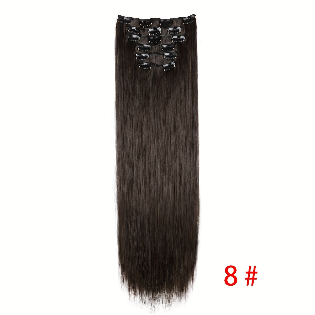 Synthetic 16 Clip Non-trace Hair Extensions Synthetic 24inch Long Straight Heat Resistant Fiber Hairpieces
