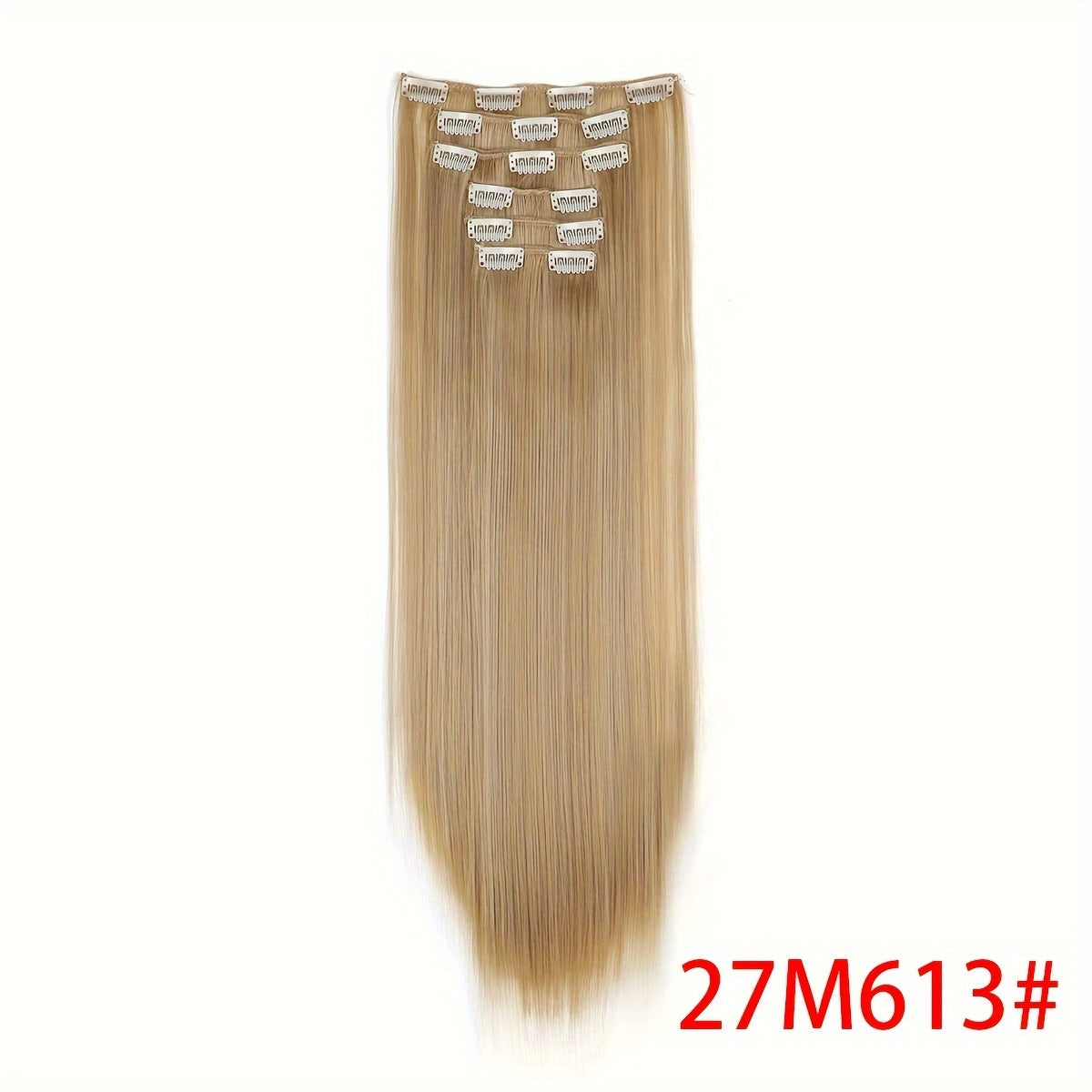 Synthetic 16 Clip Non-trace Hair Extensions Synthetic 24inch Long Straight Heat Resistant Fiber Hairpieces
