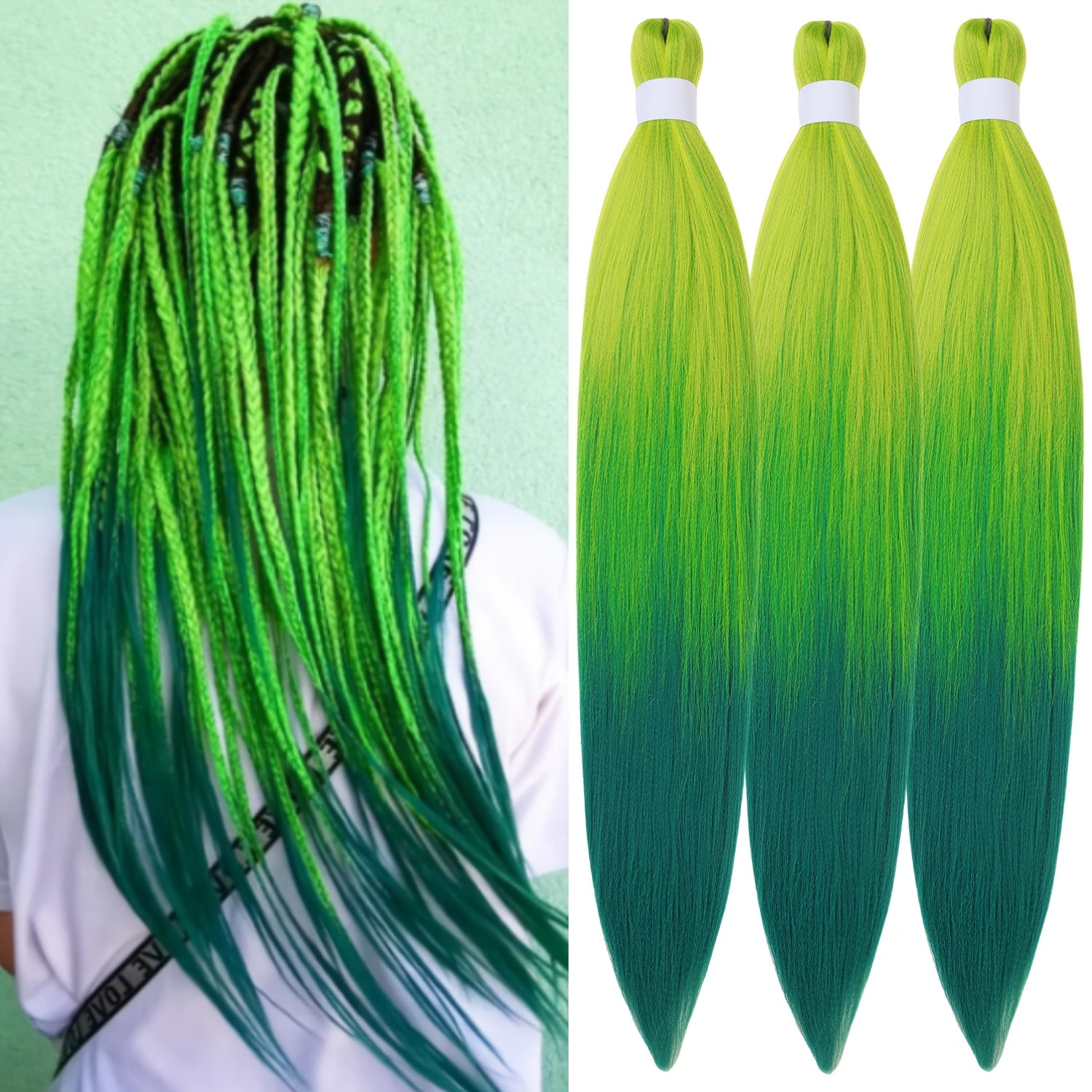 3pcs Pre Stretched Yaki Straight Low Temperature Fiber Synthetic Hair Colored Braiding Hair Extensions, 26 Inch, Basics Style, for Women