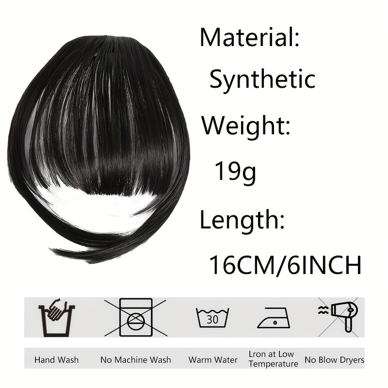 Easy-to-Use Clip-In Wispy Bangs for Women - Natural Look Synthetic Hairpieces, Heat Resistant