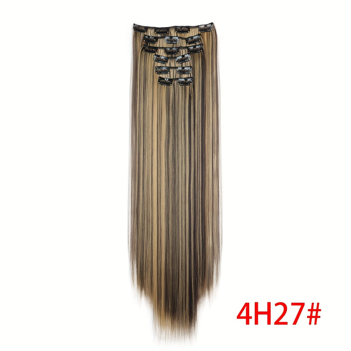 Synthetic 16 Clip Non-trace Hair Extensions Synthetic 24inch Long Straight Heat Resistant Fiber Hairpieces