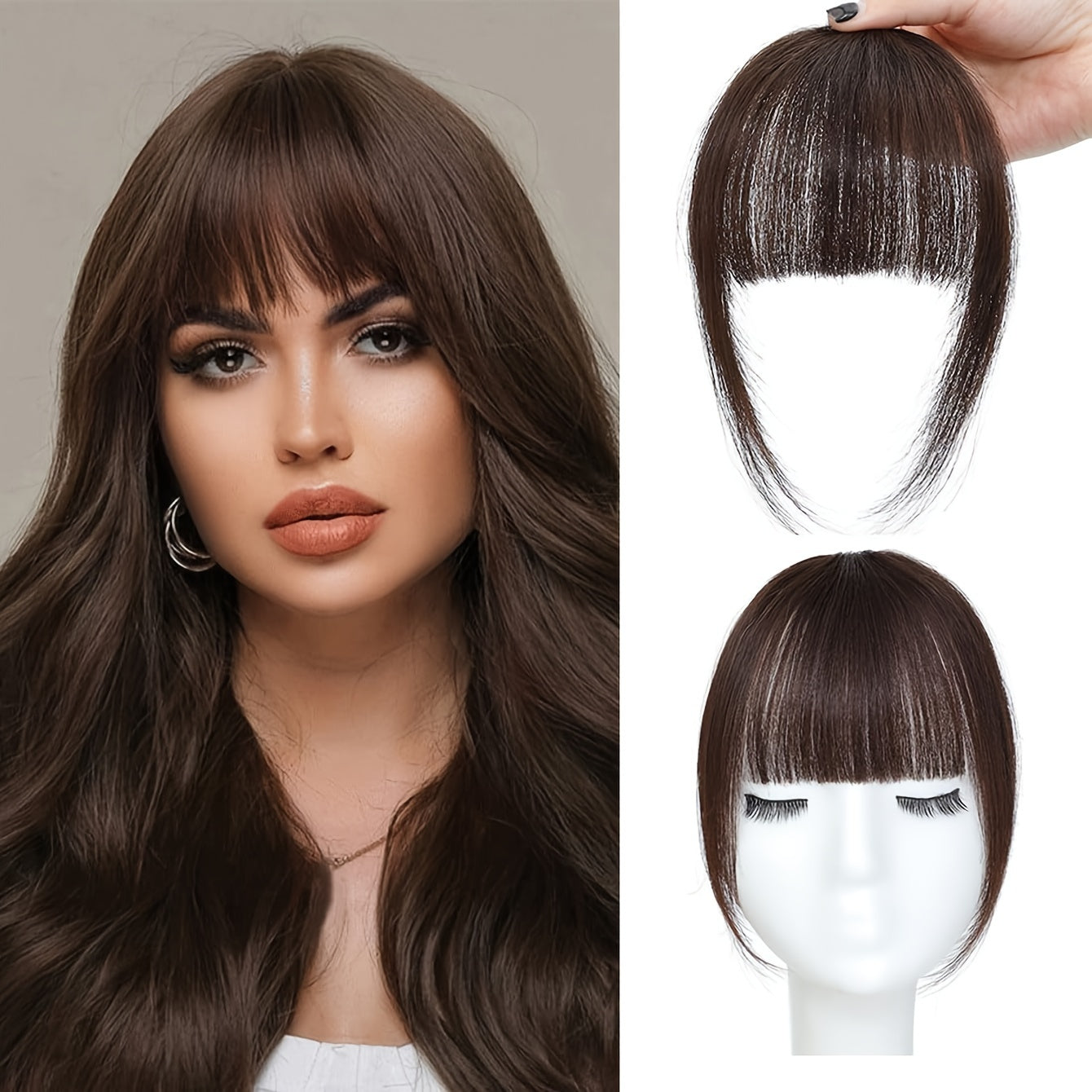 Women's Straight Synthetic Clip-In Hair Bangs, 6-Inch - Comfortable Breathable Mesh, Versatile Hairpiece for All, Basic Style Air Fringe Extension