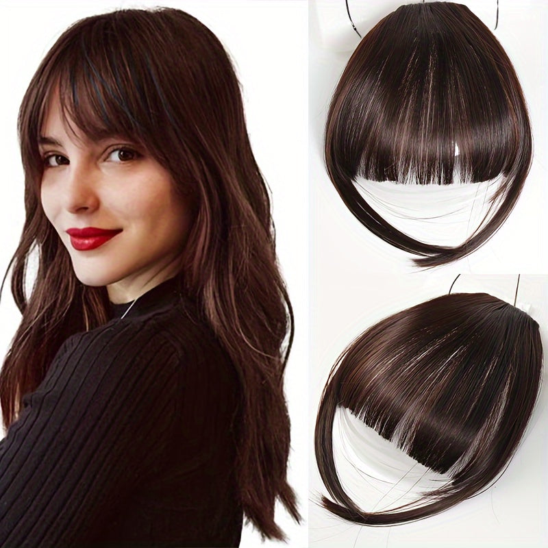 Easy-to-Use Clip-In Wispy Bangs for Women - Natural Look Synthetic Hairpieces, Heat Resistant