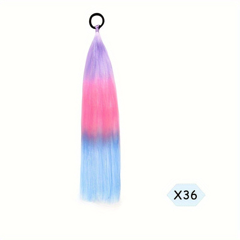 60.96cm Synthetic Braided Ponytail DIY Ombre Hair Extensions With Hair Tinsel Jumbo Ponytail Colorful Crazy Hair For Braiding Hair On Hair Tie Loose Tinsel Hair Extensions Hair Glitter Christmas, New Year And Holidays Can Wear COS For Music Festival