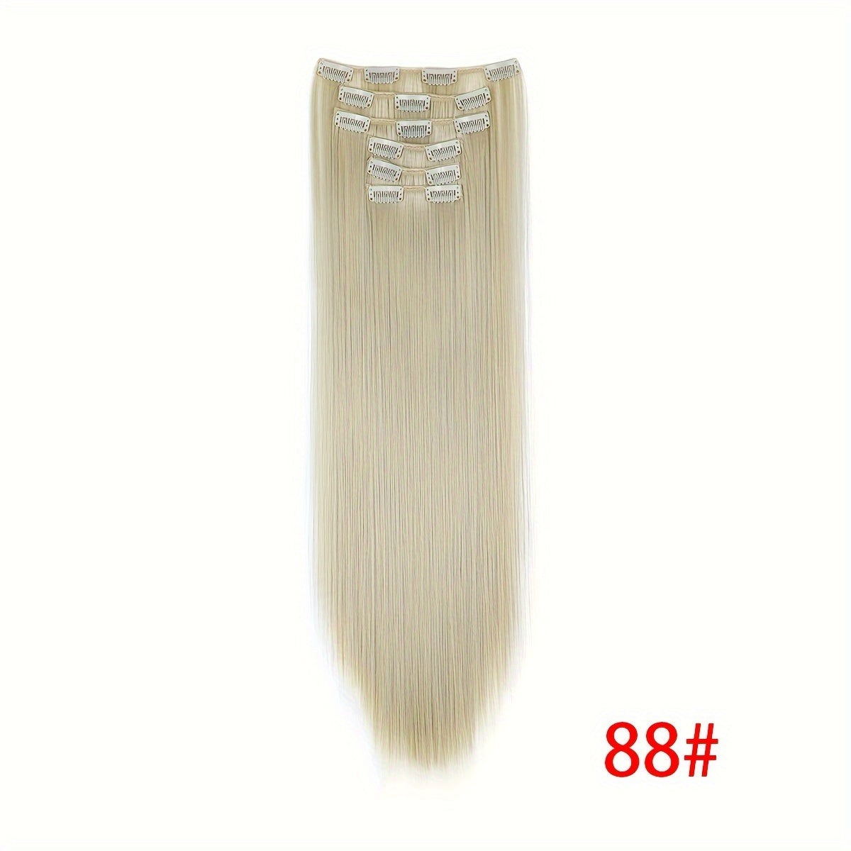 Synthetic 16 Clip Non-trace Hair Extensions Synthetic 24inch Long Straight Heat Resistant Fiber Hairpieces