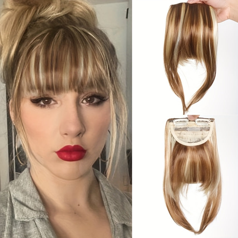 Clip-In Synthetic Hair Bangs Extension - Natural Straight Fringe for Women, Heat Resistant Hairpiece for Cosplay & Everyday Style, Easy to Use Hair Accessory, Hair Accessories