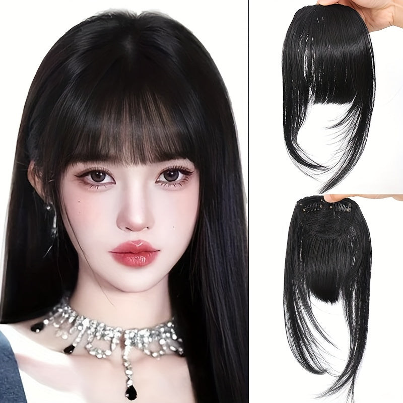 Women's Layered Manga-Inspired Straight Hair Wig with Bangs - Sleek Black Synthetic Hair for Versatile Styling, Natural Look & Easy Maintenance, Fit All Ethnicities, Everyday Hairpiece, Mangainspired Bangs, Easy Maintenance Hair