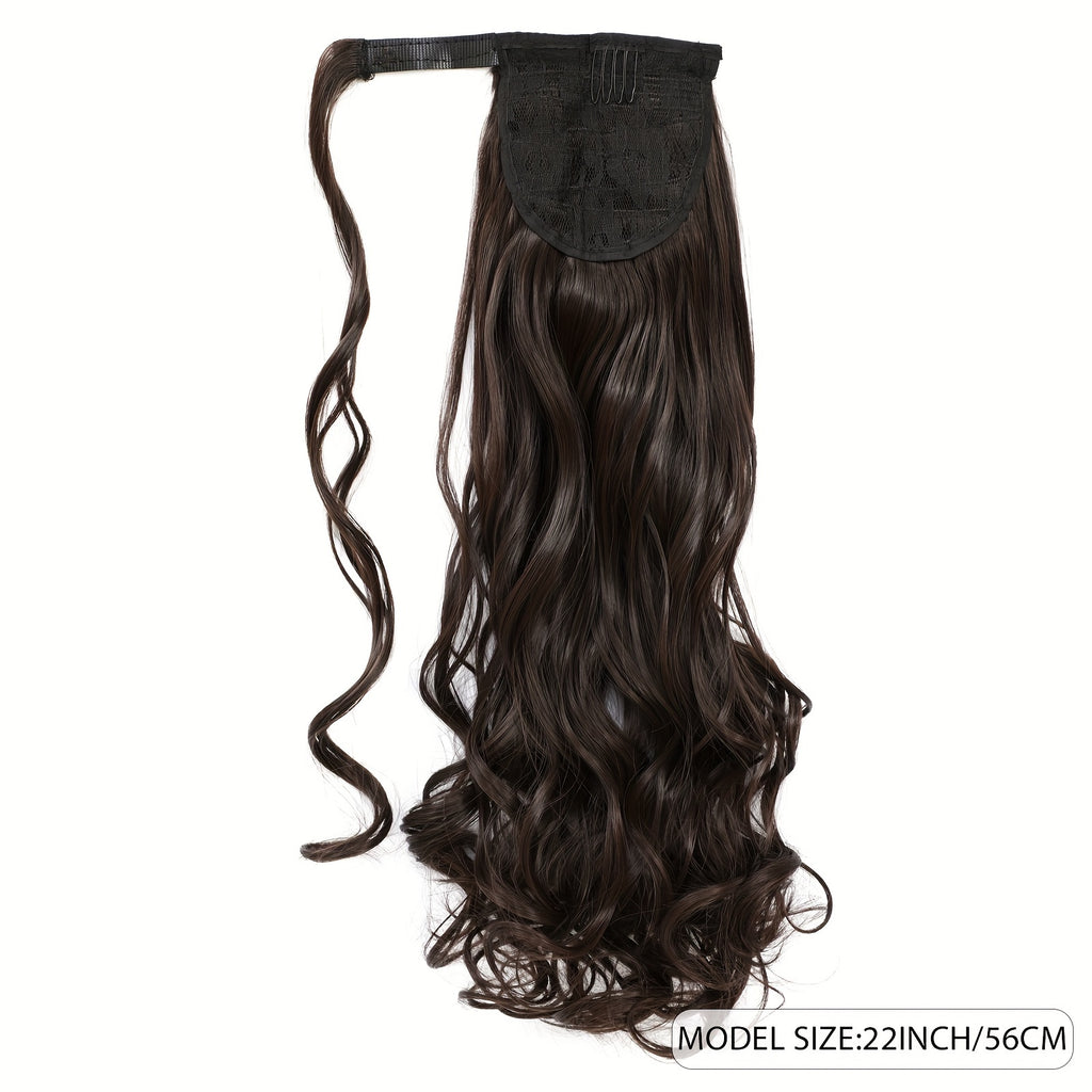Long Wavy Ponytail Extensions - Synthetic Clip In Hair with Wrapped Hair Design for Elegant Natural Look - Perfect for Daily Use Hair Accessories