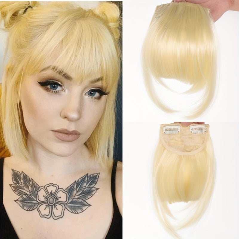 Clip-In Synthetic Hair Bangs Extension - Natural Straight Fringe for Women, Heat Resistant Hairpiece for Cosplay & Everyday Style, Easy to Use Hair Accessory, Hair Accessories