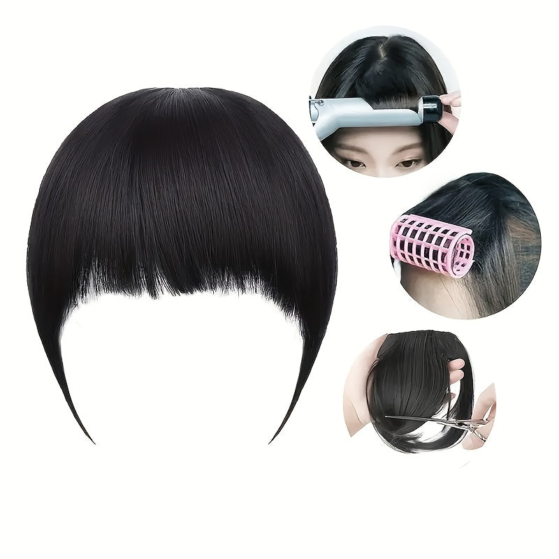 Charmful Presentation Elegant Bangs Wig: Face Shape Modification Synthetic Hair Piece with Bangs - Thick and Fluffy Volume, High Temperature Fiber, Light Weight 25g, 20.32 cm Clip-in Suitable for All Women