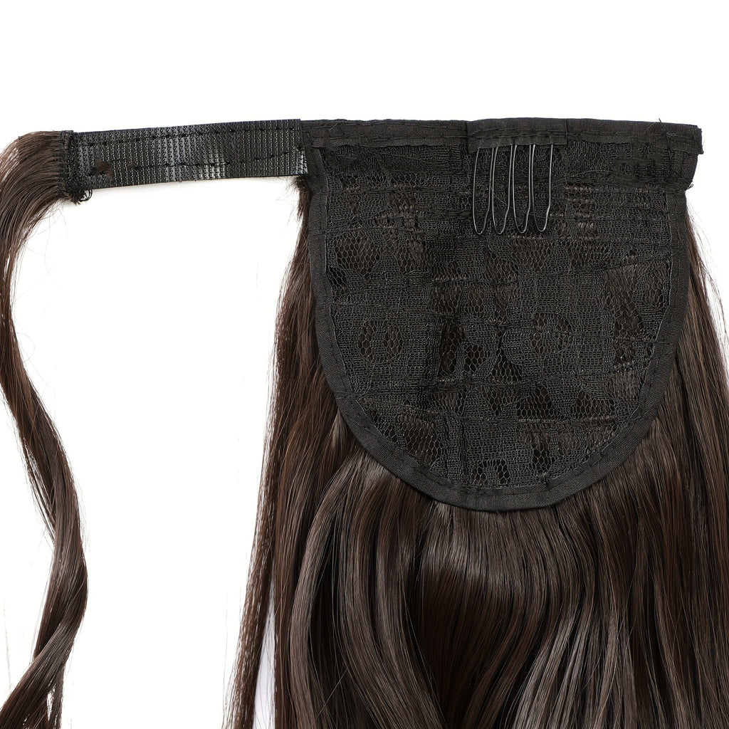 Long Wavy Ponytail Extensions - Synthetic Clip In Hair with Wrapped Hair Design for Elegant Natural Look - Perfect for Daily Use Hair Accessories