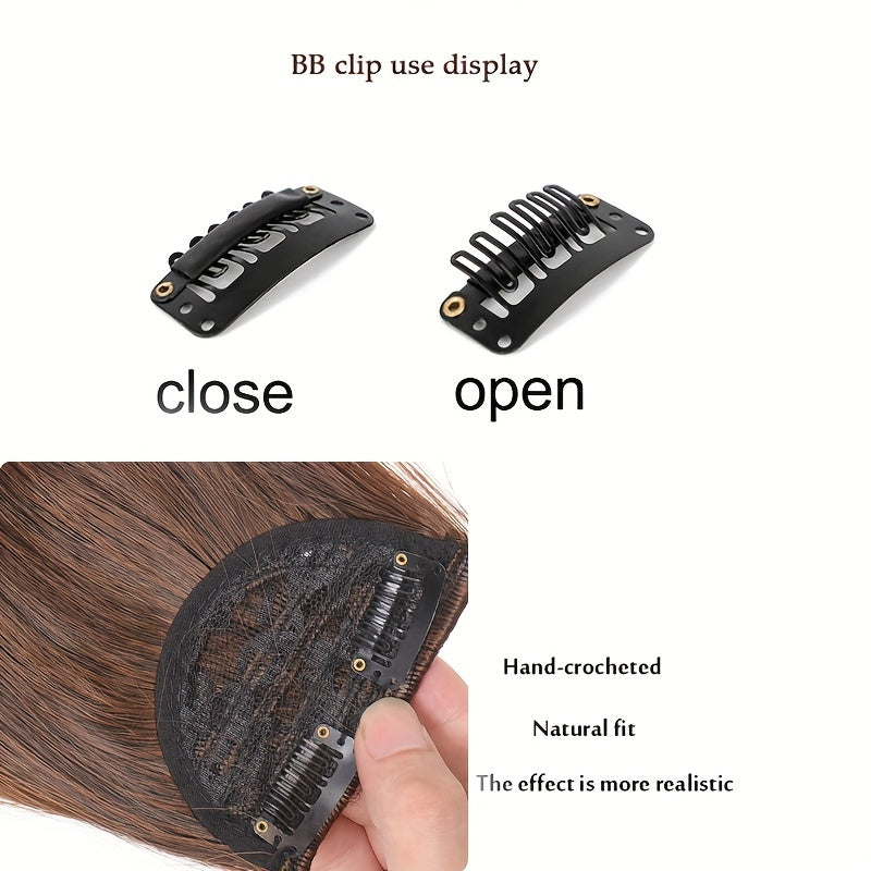 Clip-In Synthetic Hair Bangs Extension - Natural Straight Fringe for Women, Heat Resistant Hairpiece for Cosplay & Everyday Style, Easy to Use Hair Accessory, Hair Accessories