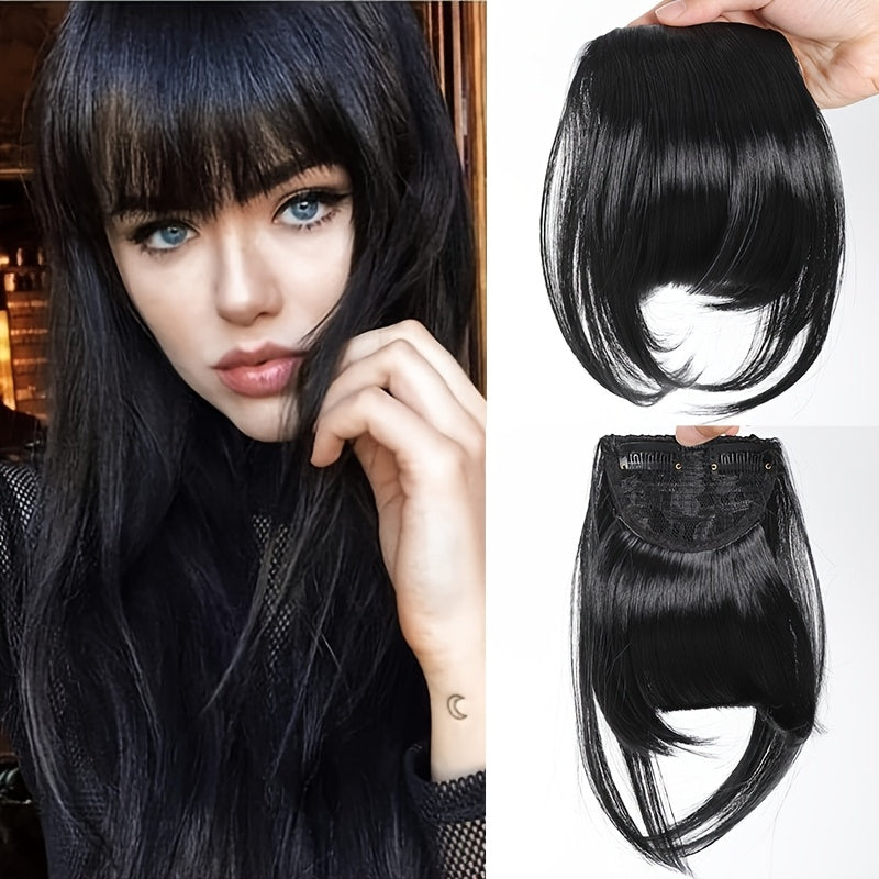 Clip-In Synthetic Hair Bangs Extension - Natural Straight Fringe for Women, Heat Resistant Hairpiece for Cosplay & Everyday Style, Easy to Use Hair Accessory, Hair Accessories