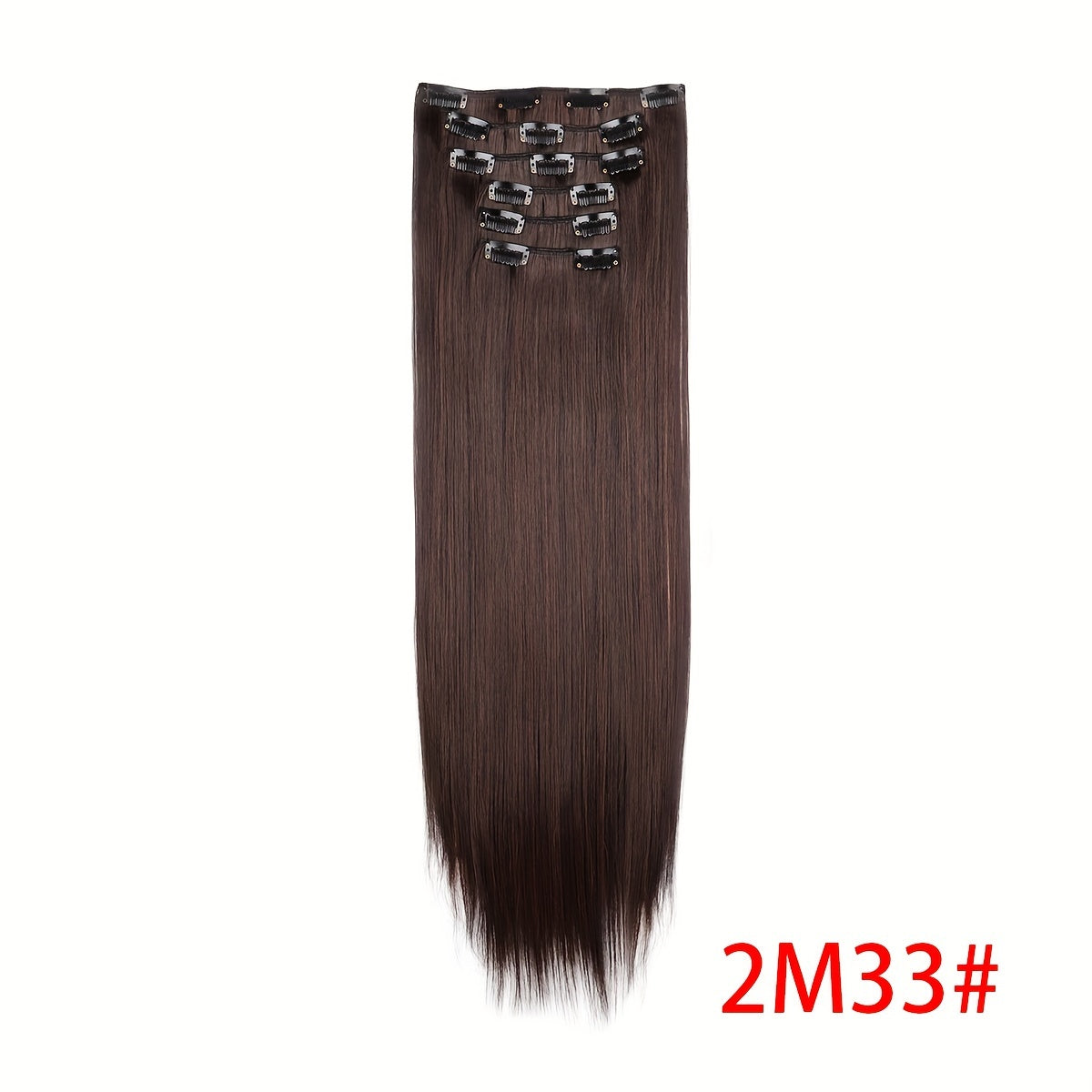 Synthetic 16 Clip Non-trace Hair Extensions Synthetic 24inch Long Straight Heat Resistant Fiber Hairpieces
