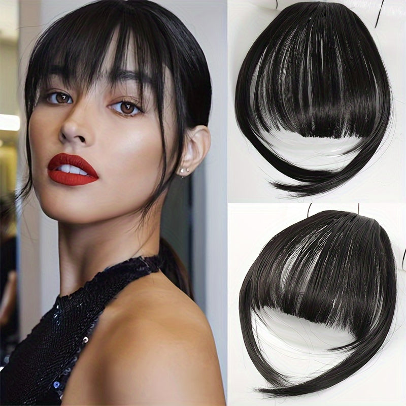 Easy-to-Use Clip-In Wispy Bangs for Women - Natural Look Synthetic Hairpieces, Heat Resistant
