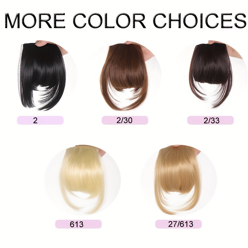 Clip-In Synthetic Hair Bangs Extension - Natural Straight Fringe for Women, Heat Resistant Hairpiece for Cosplay & Everyday Style, Easy to Use Hair Accessory, Hair Accessories