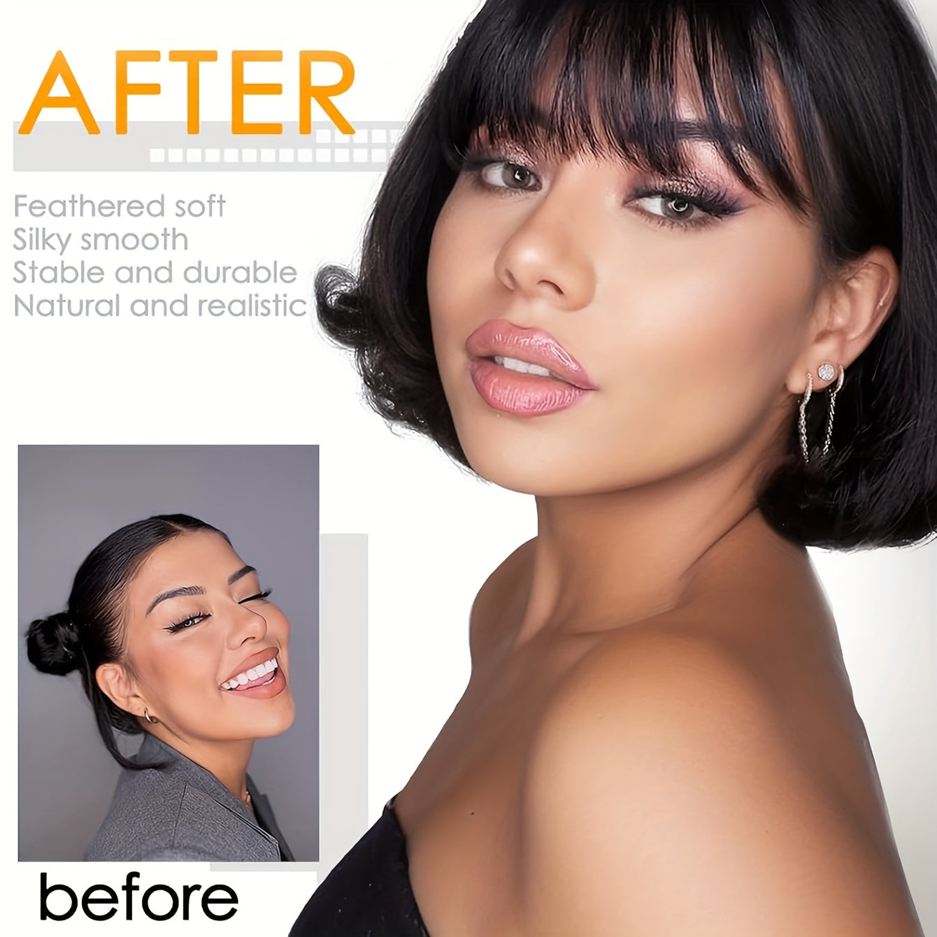 Women's Straight Synthetic Clip-In Hair Bangs, 6-Inch - Comfortable Breathable Mesh, Versatile Hairpiece for All, Basic Style Air Fringe Extension
