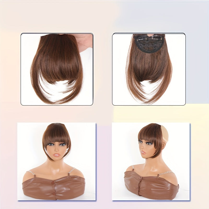 Clip-In Synthetic Hair Bangs Extension - Natural Straight Fringe for Women, Heat Resistant Hairpiece for Cosplay & Everyday Style, Easy to Use Hair Accessory, Hair Accessories