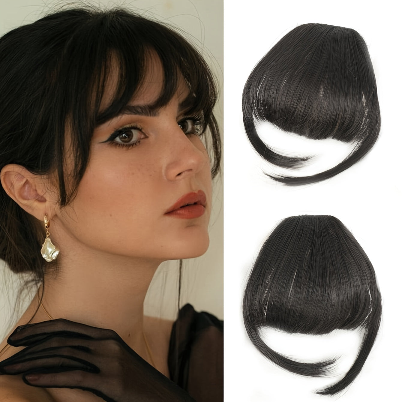 Women's Straight Synthetic Clip-In Hair Bangs, 6-Inch - Comfortable Breathable Mesh, Versatile Hairpiece for All, Basic Style Air Fringe Extension