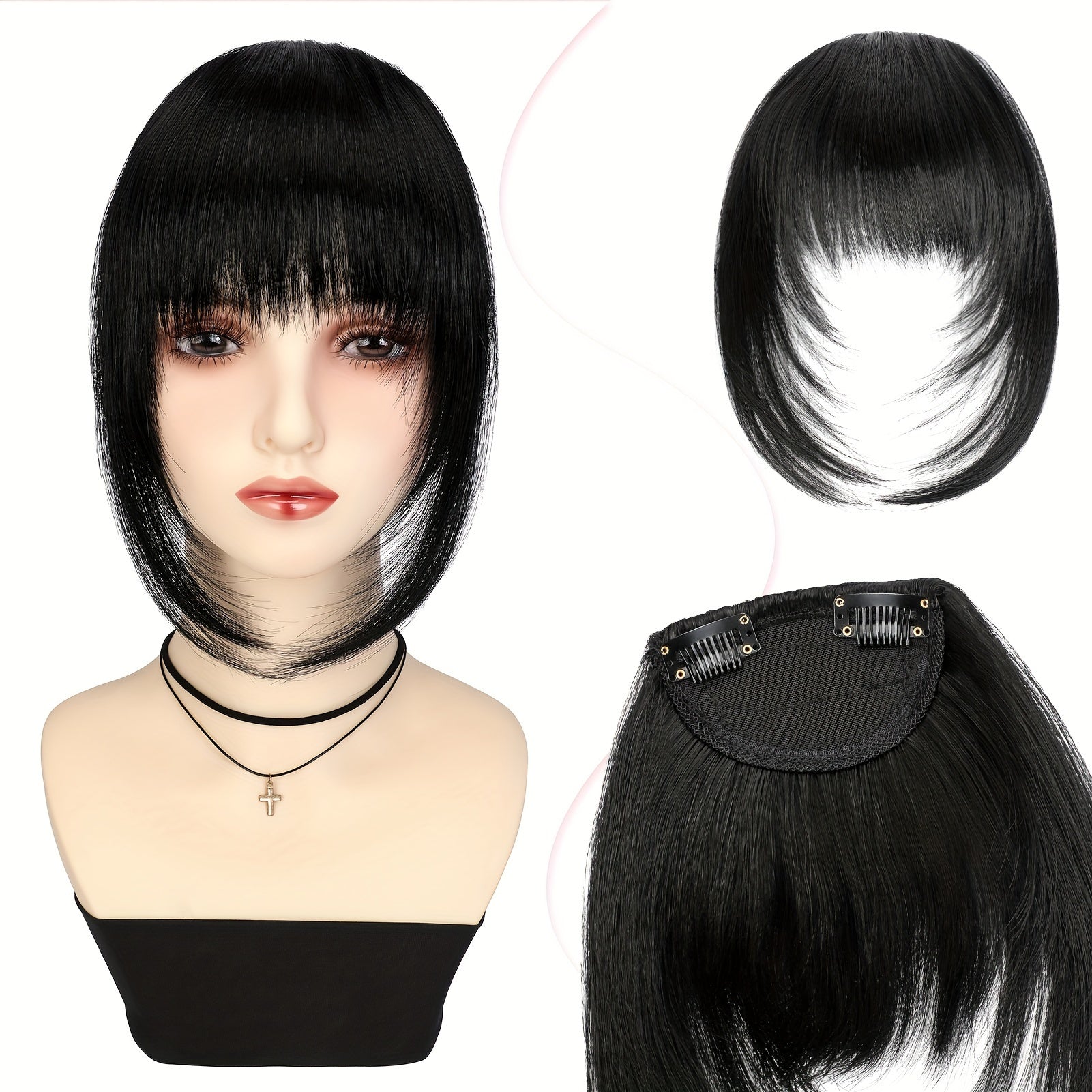 Synthetic Wig With 12-inch Bangs On Both Sides Suitable For Daily Wear By Ladies.