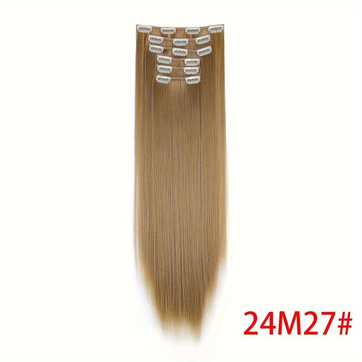 Synthetic 16 Clip Non-trace Hair Extensions Synthetic 24inch Long Straight Heat Resistant Fiber Hairpieces