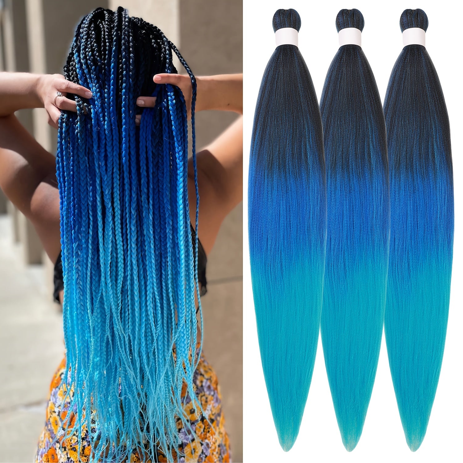 3pcs Pre Stretched Yaki Straight Low Temperature Fiber Synthetic Hair Colored Braiding Hair Extensions, 26 Inch, Basics Style, for Women