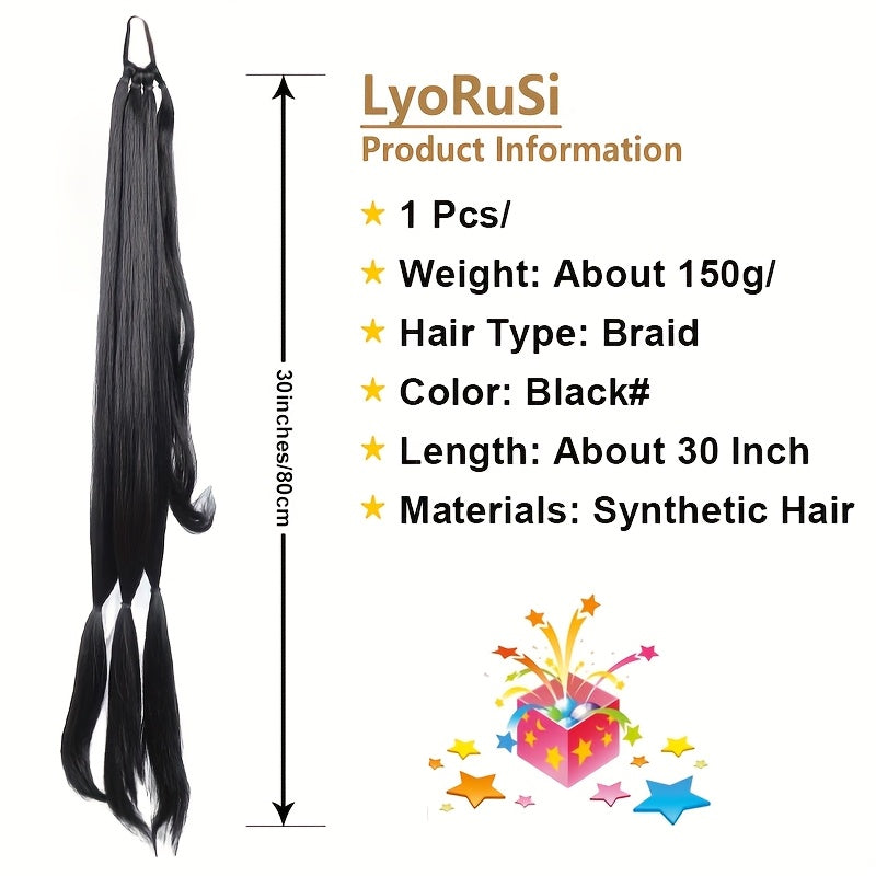 76.2 cm Long Braided Ponytail Extension with Headband Wrapped Around Braided Ponytail Hair Extension - Synthetic Ponytail