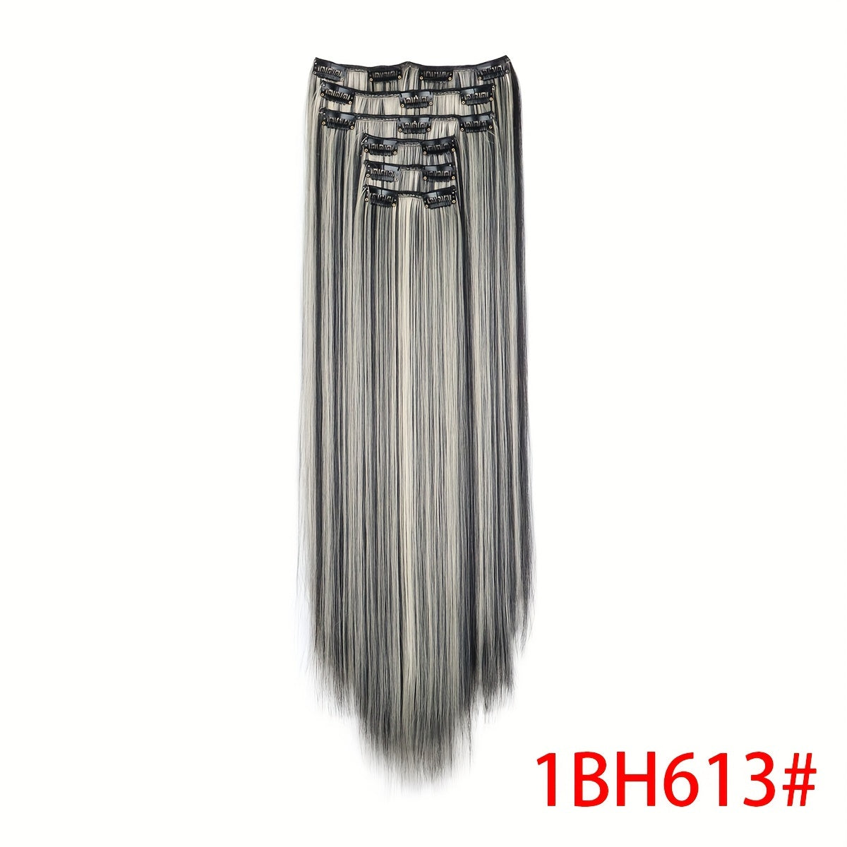 Synthetic 16 Clip Non-trace Hair Extensions Synthetic 24inch Long Straight Heat Resistant Fiber Hairpieces