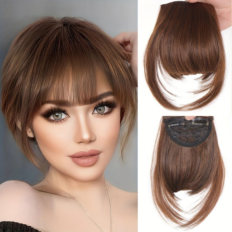 Clip-In Synthetic Hair Bangs Extension - Natural Straight Fringe for Women, Heat Resistant Hairpiece for Cosplay & Everyday Style, Easy to Use Hair Accessory, Hair Accessories