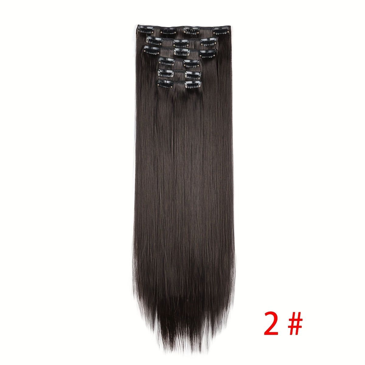 Synthetic 16 Clip Non-trace Hair Extensions Synthetic 24inch Long Straight Heat Resistant Fiber Hairpieces