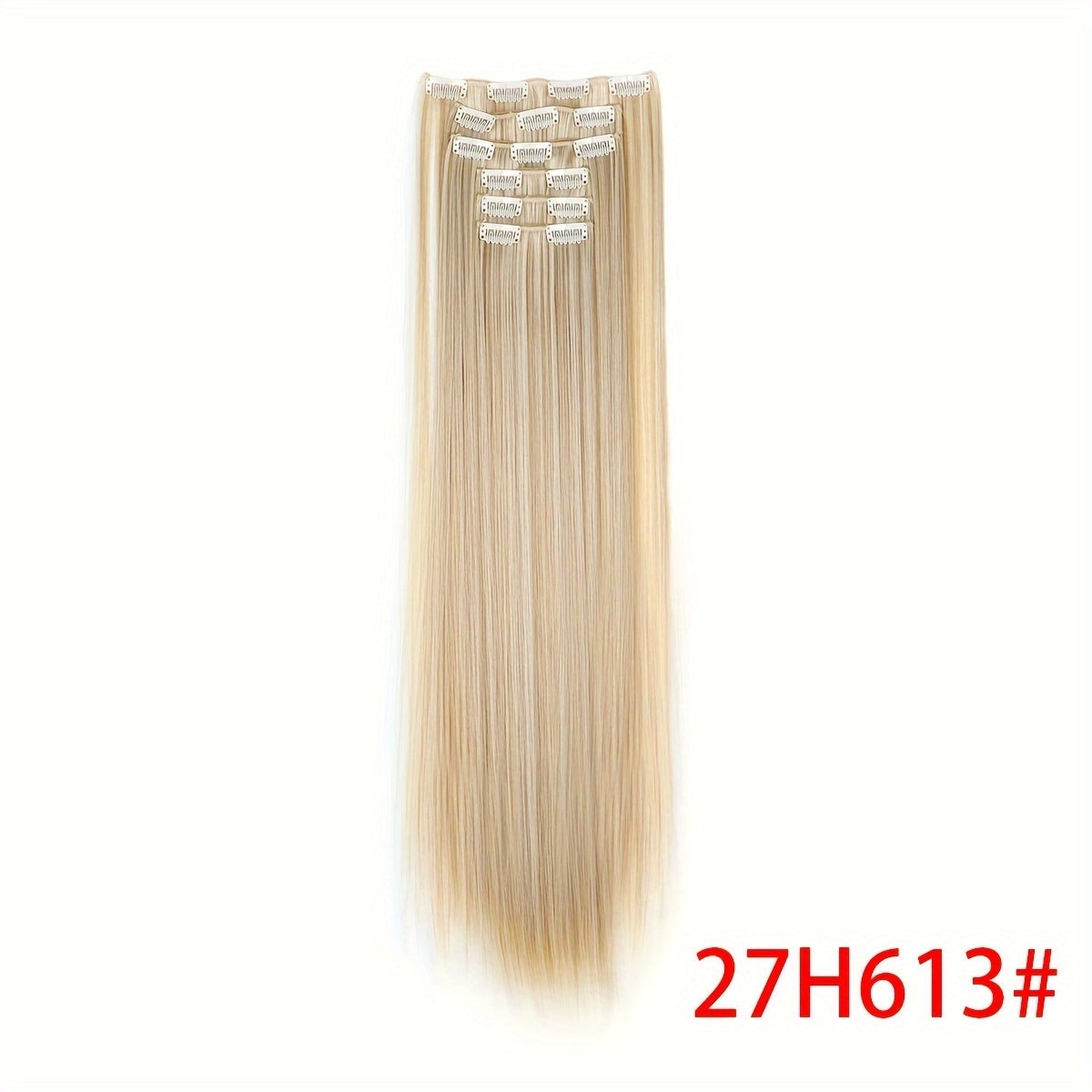Synthetic 16 Clip Non-trace Hair Extensions Synthetic 24inch Long Straight Heat Resistant Fiber Hairpieces