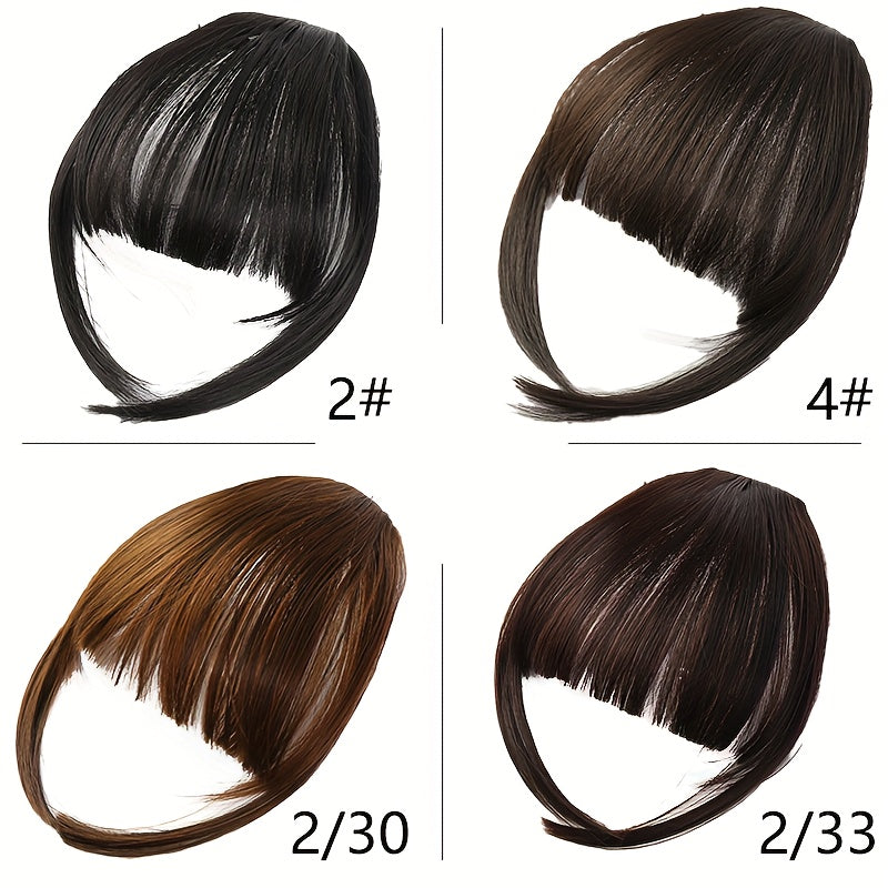 Easy-to-Use Clip-In Wispy Bangs for Women - Natural Look Synthetic Hairpieces, Heat Resistant