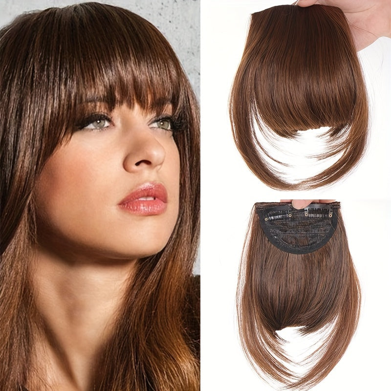 Clip-In Synthetic Hair Bangs Extension - Natural Straight Fringe for Women, Heat Resistant Hairpiece for Cosplay & Everyday Style, Easy to Use Hair Accessory, Hair Accessories