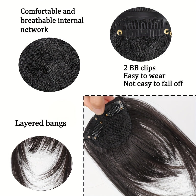 Women's Layered Manga-Inspired Straight Hair Wig with Bangs - Sleek Black Synthetic Hair for Versatile Styling, Natural Look & Easy Maintenance, Fit All Ethnicities, Everyday Hairpiece, Mangainspired Bangs, Easy Maintenance Hair