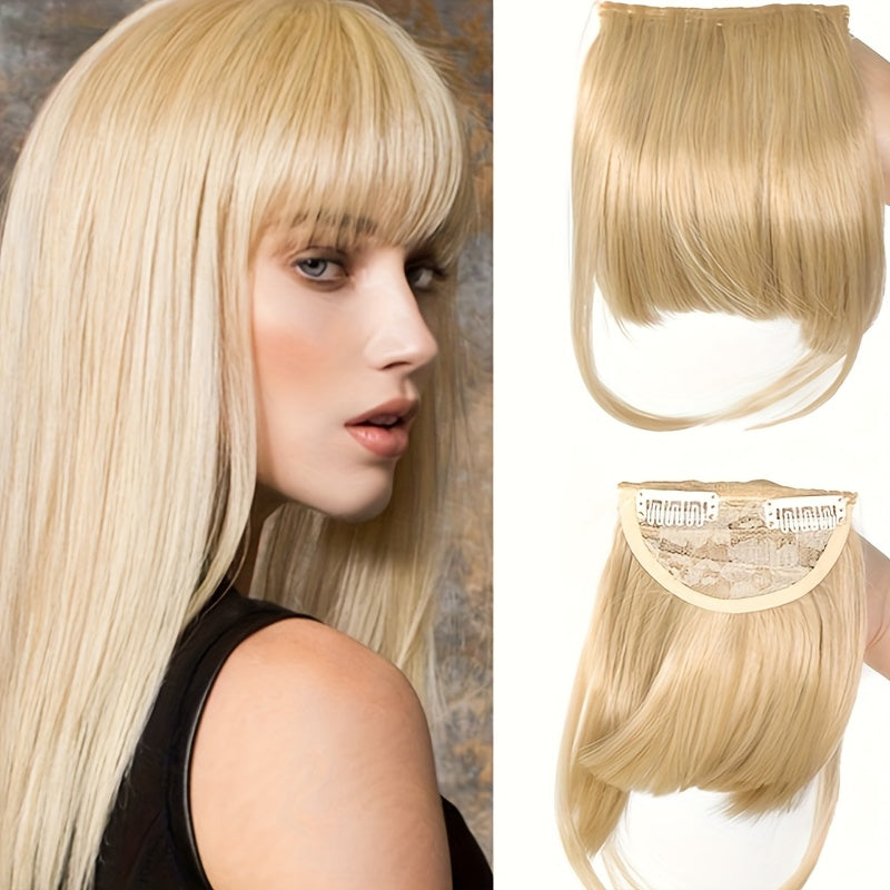 Clip-In Synthetic Hair Bangs Extension - Natural Straight Fringe for Women, Heat Resistant Hairpiece for Cosplay & Everyday Style, Easy to Use Hair Accessory, Hair Accessories