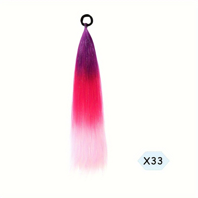 60.96cm Synthetic Braided Ponytail DIY Ombre Hair Extensions With Hair Tinsel Jumbo Ponytail Colorful Crazy Hair For Braiding Hair On Hair Tie Loose Tinsel Hair Extensions Hair Glitter Christmas, New Year And Holidays Can Wear COS For Music Festival
