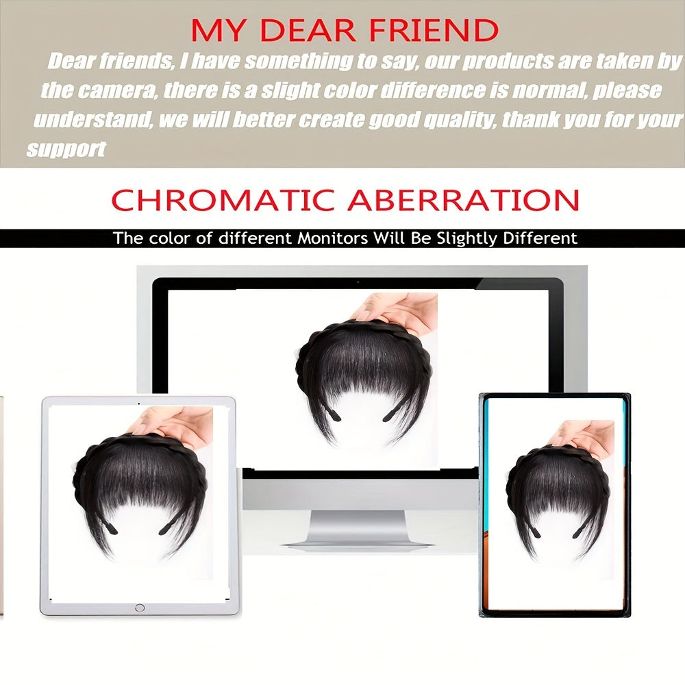 Elegant Braided Headband with Bangs for Women - Trendy Hair Extension Accessory, Perfect for Casual Attire