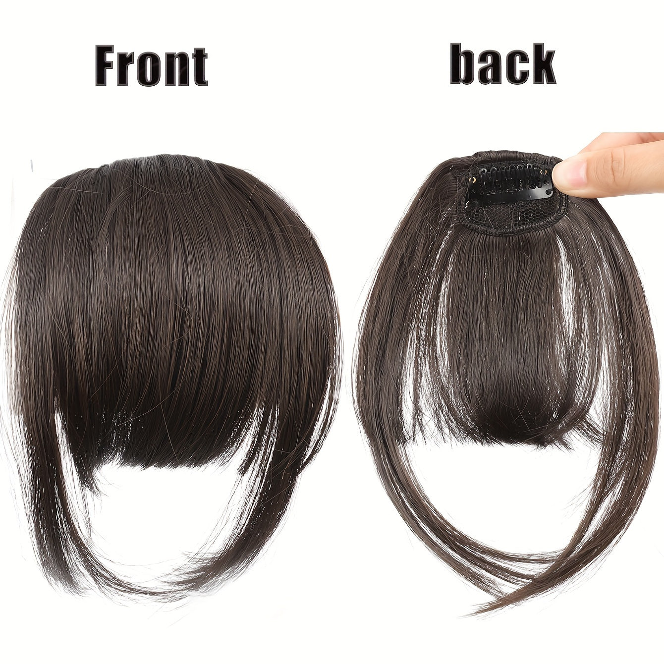 Women's Straight Synthetic Clip-In Hair Bangs, 6-Inch - Comfortable Breathable Mesh, Versatile Hairpiece for All, Basic Style Air Fringe Extension