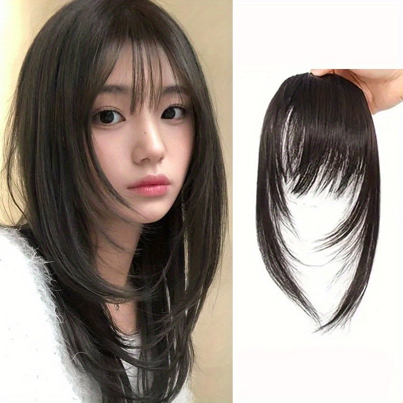 Women's Layered Manga-Inspired Straight Hair Wig with Bangs - Sleek Black Synthetic Hair for Versatile Styling, Natural Look & Easy Maintenance, Fit All Ethnicities, Everyday Hairpiece, Mangainspired Bangs, Easy Maintenance Hair
