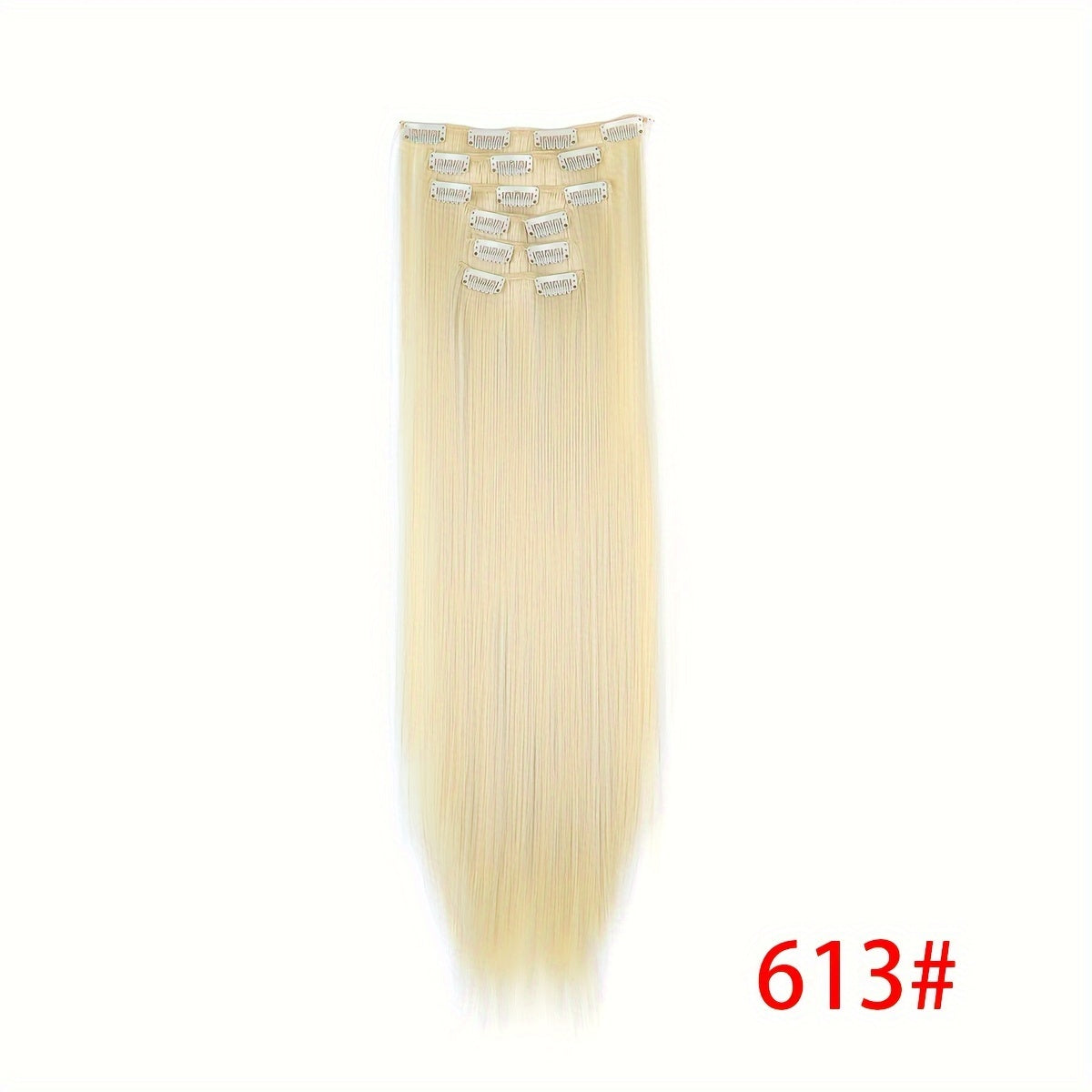 Synthetic 16 Clip Non-trace Hair Extensions Synthetic 24inch Long Straight Heat Resistant Fiber Hairpieces