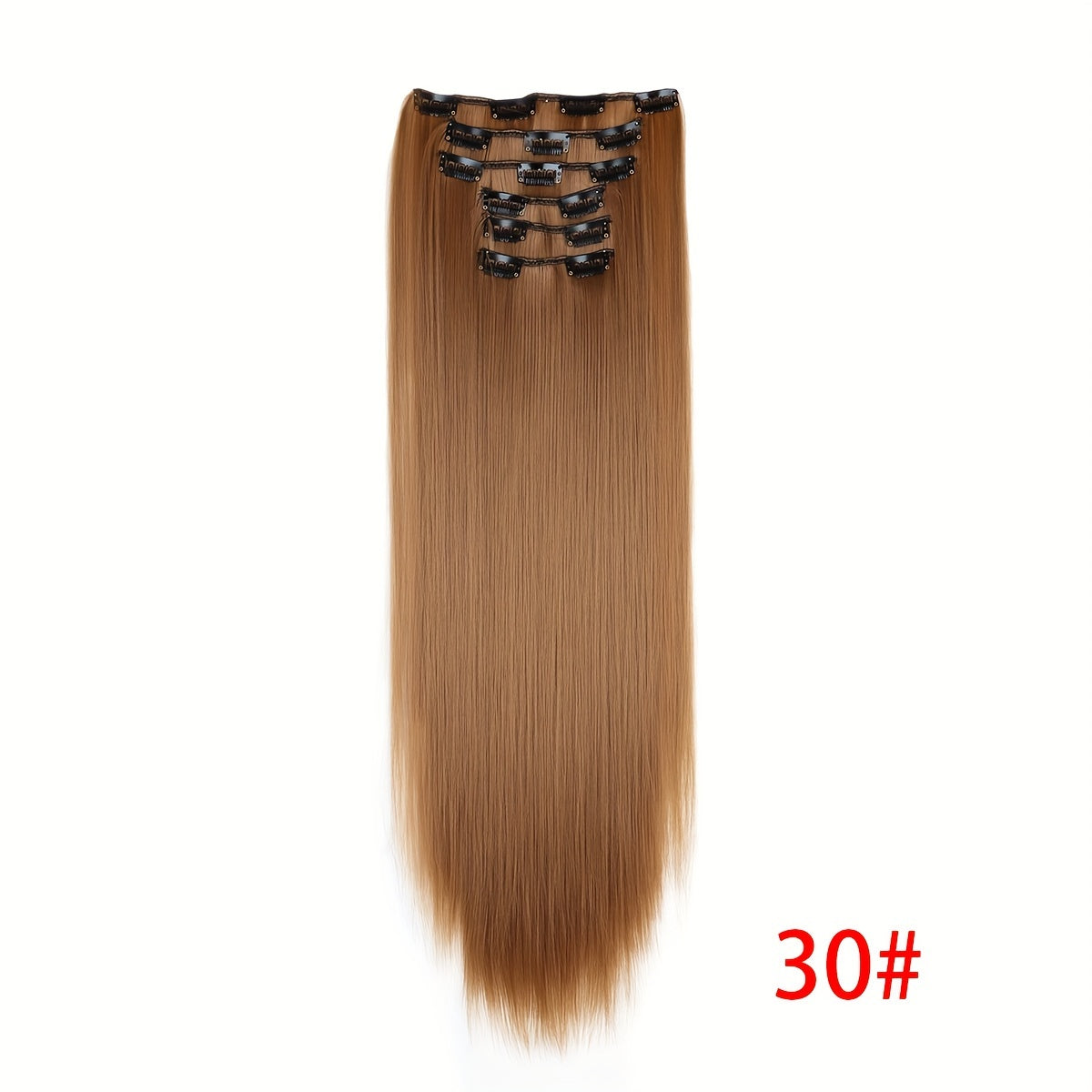 Synthetic 16 Clip Non-trace Hair Extensions Synthetic 24inch Long Straight Heat Resistant Fiber Hairpieces