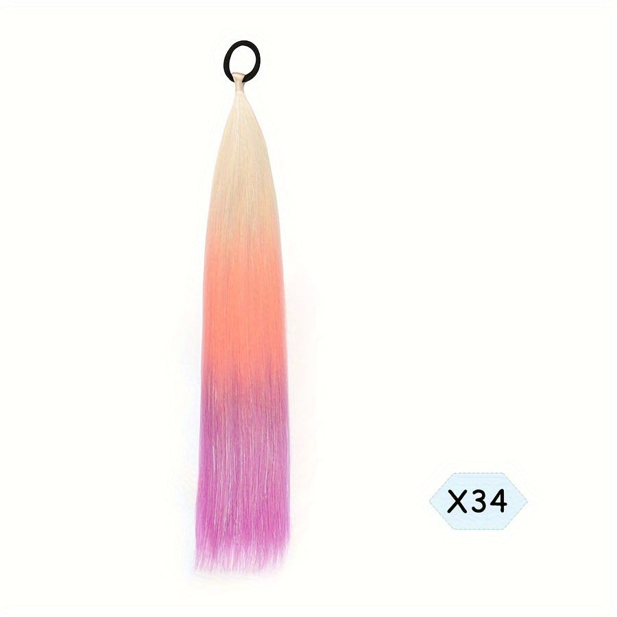 60.96cm Synthetic Braided Ponytail DIY Ombre Hair Extensions With Hair Tinsel Jumbo Ponytail Colorful Crazy Hair For Braiding Hair On Hair Tie Loose Tinsel Hair Extensions Hair Glitter Christmas, New Year And Holidays Can Wear COS For Music Festival
