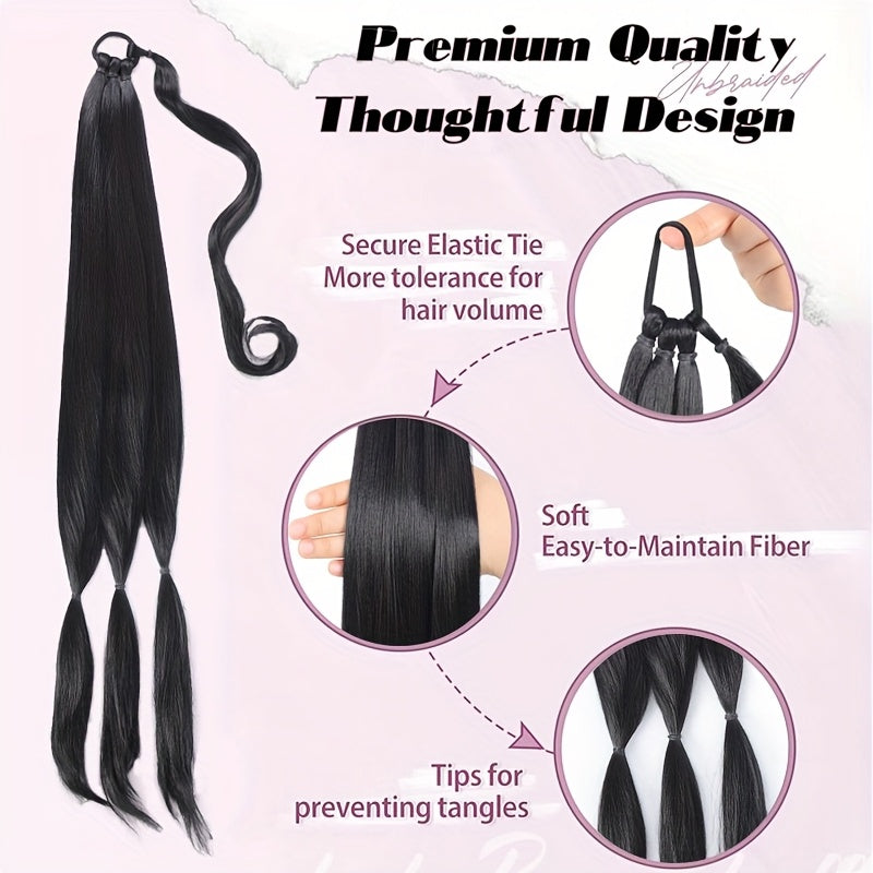 76.2 cm Long Braided Ponytail Extension with Headband Wrapped Around Braided Ponytail Hair Extension - Synthetic Ponytail