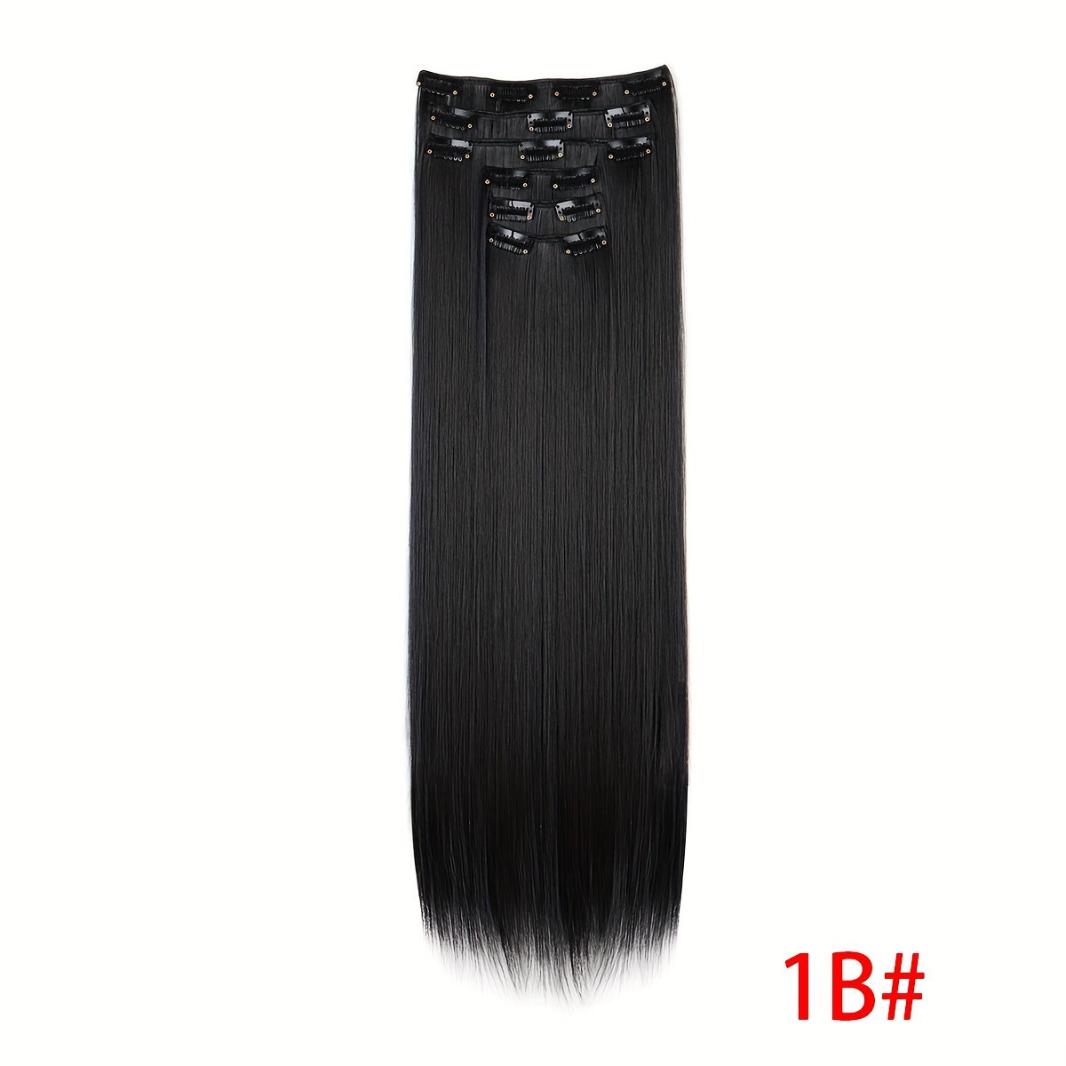 Synthetic 16 Clip Non-trace Hair Extensions Synthetic 24inch Long Straight Heat Resistant Fiber Hairpieces