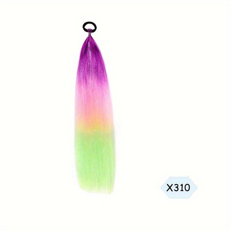 60.96cm Synthetic Braided Ponytail DIY Ombre Hair Extensions With Hair Tinsel Jumbo Ponytail Colorful Crazy Hair For Braiding Hair On Hair Tie Loose Tinsel Hair Extensions Hair Glitter Christmas, New Year And Holidays Can Wear COS For Music Festival